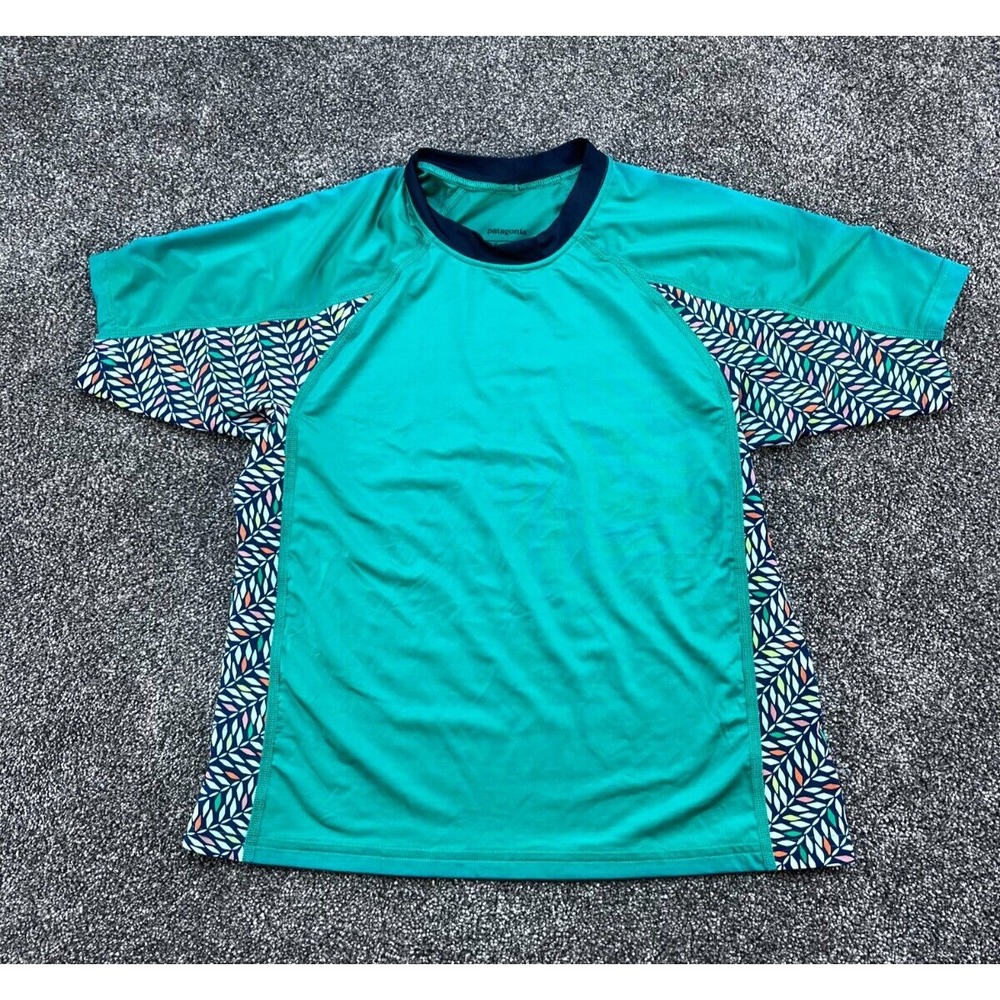 Patagonia Youth‎ Girls RASH GUARD SIZE XL114-16  Short Sleeve Green